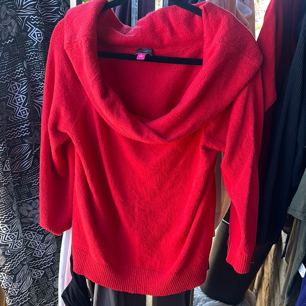 Vince Camuto Red Cowl Neck Sweater